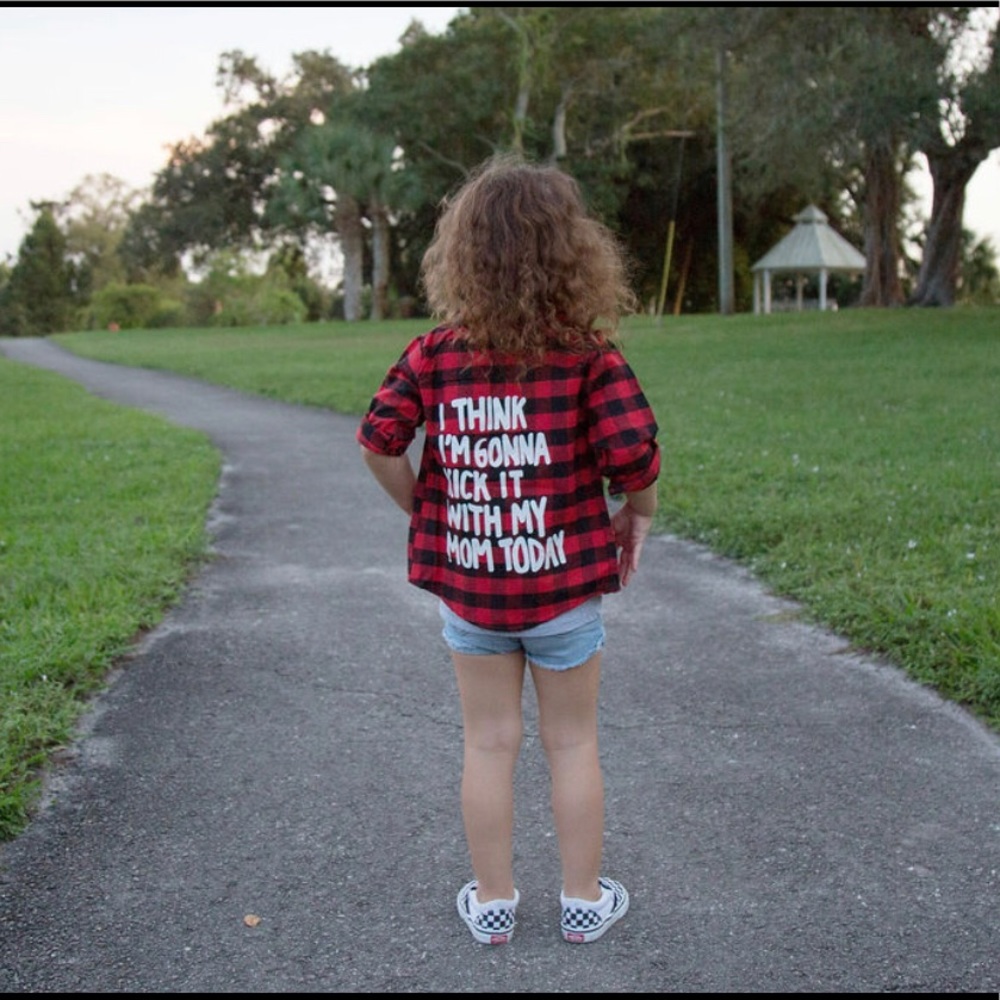 I think I’m gonna kick it with mom today Flannel